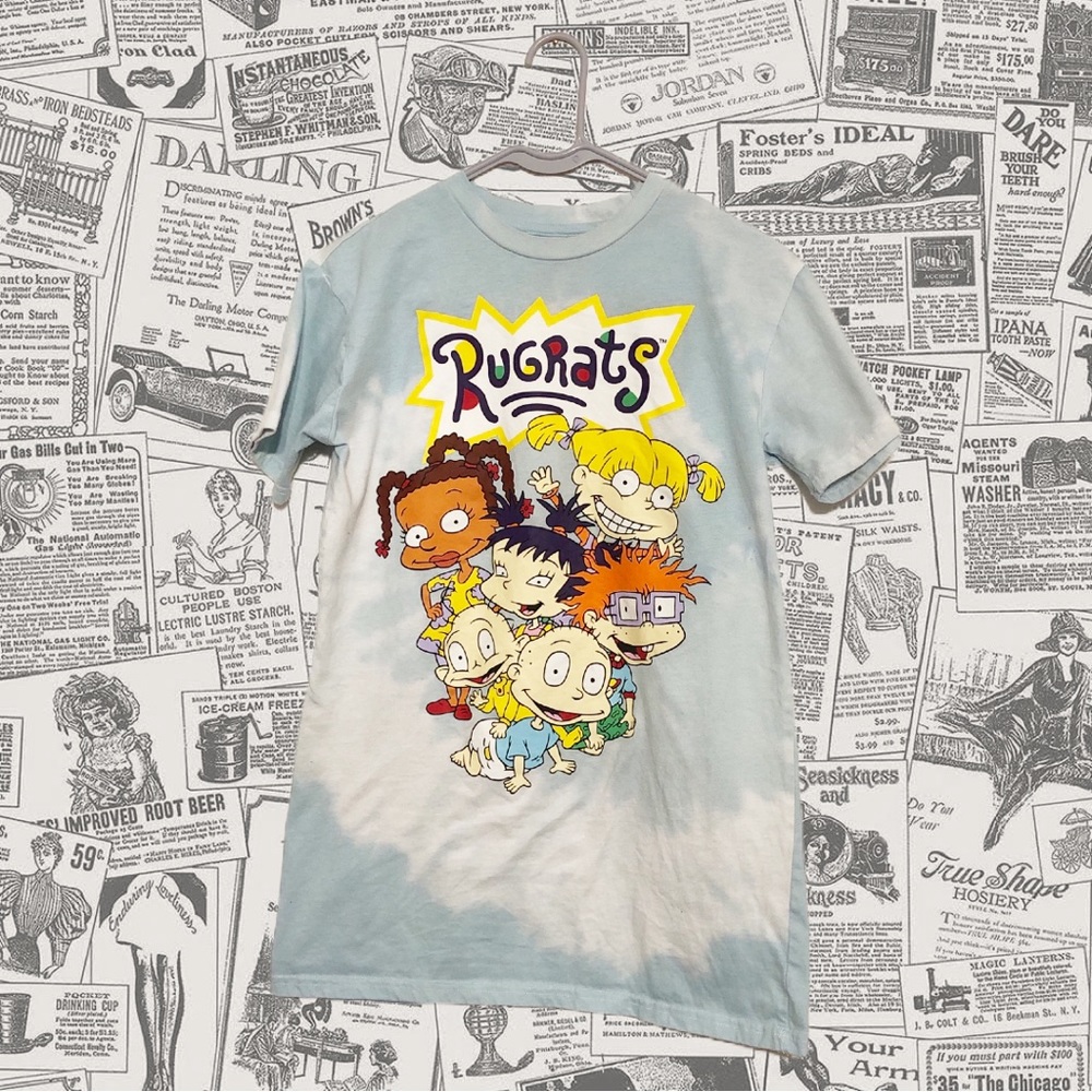 Blue and White Tie Dye Rugrats Nickelodeon T-shirt, Adult Size XS
